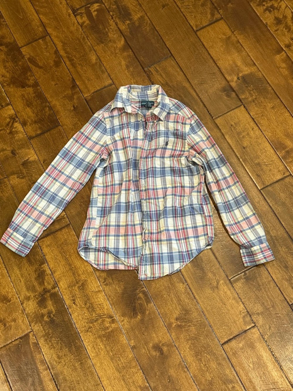 Ralph Lauren Kids Plaid Button-Down Shirt in Blue & Pink‎ - Picture 2 of 3